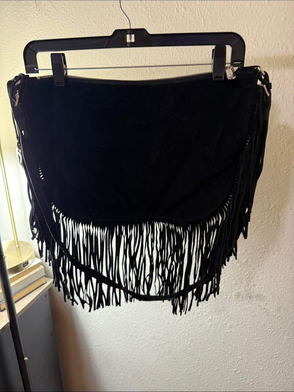 Michael Kors Black Suede Fringe Shoulder Bag with Stud Accents - Picture 4 of 9